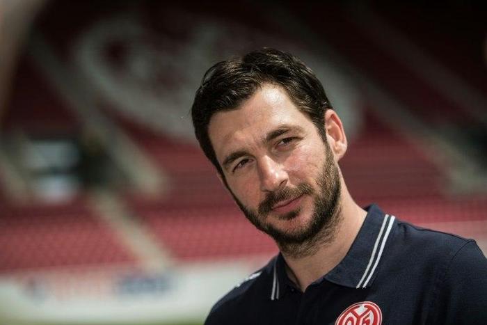 Sandro Schwarz, the new head coach of Bundesliga football club Mainz 05, is seen at his official presentation on May 31, 2017 at the Mainz stadium in western Germany