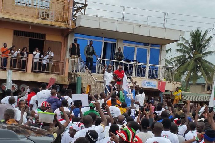 President Mahama addressing party supporters at Agona Nkwanta in the Ahanta West constituency