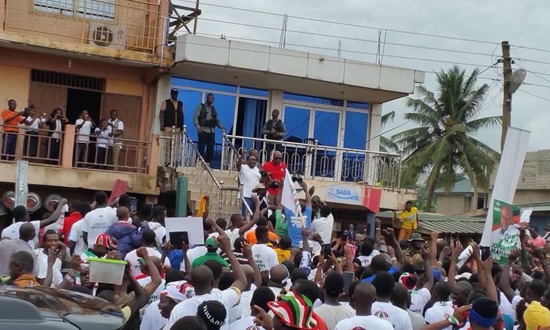 President Mahama addressing party supporters at Agona Nkwanta in the Ahanta West constituency