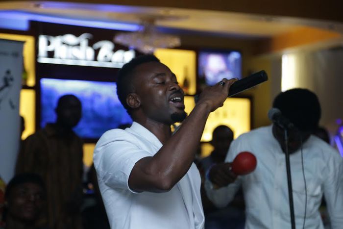 Shatta Rako performing at the album launch