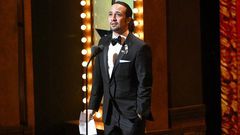 Lin-Manuel Miranda accepts the award for best original score for "Hamilton" at the Tony Awards at the Beacon Theatre on June 12, 2016, in New York City.