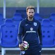 England caretaker manager Gareth Southgate takes a training session at St George's Park, in central England, on October 4, 2016