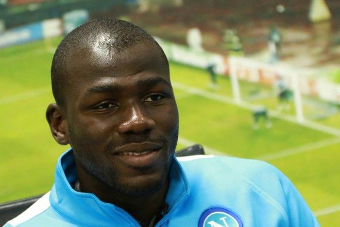 Napoli's defender Kalidou Koulibaly speaks during an interview with AFP in December 2017