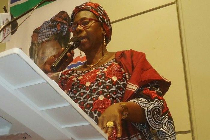 Gambia's first-ever female presidential candidate Issatou Touray, seen in September 2016, said ehw ants to offer her "unflinching support and cooperation" to the coalition of opposition parties in the country's December 1 election