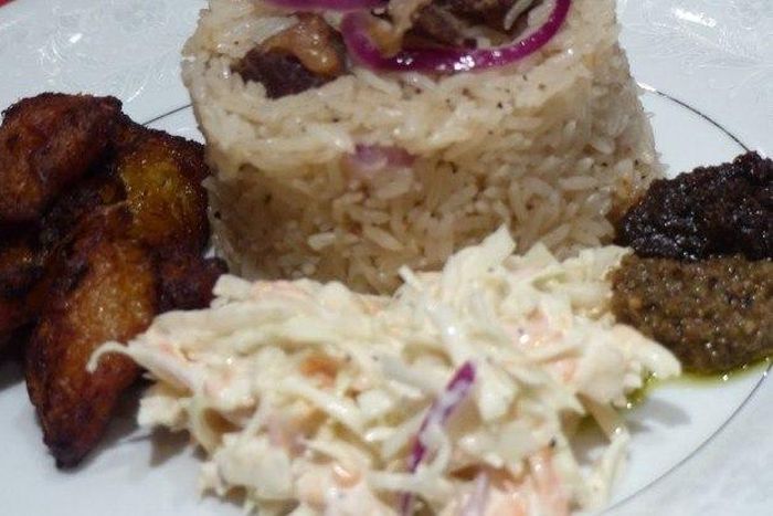 Toolu Beef Angwa Mu (Salted Cured Beef Oil Rice) (aftradvillagekitchen)