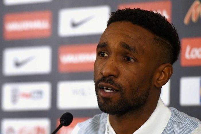 England's striker Jermain Defoe speaks during a press conference at St George's Park in Burton-on-Trent on March 20, 2017, ahead of their int'l friendly against Germany in Dortmund