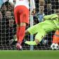 Willy Caballero saves a penalty during Manchester City's Champions League match against Monaco at the Etihad Stadium on February 21, 2017