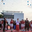 President of the Myanmar Football Federation Zaw Zaw (L), chief minister of the Yangon region Phyo Min Thein (2nd L) and FIFA president Gianni Infantino (C) attend a ribbon cutting ceremony to open the national football academy February 17, 2017