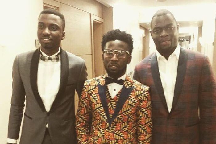 Bisa Kdei and his new manager, Jay Foley pose for photos before the main event