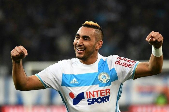 Olympique de Marseille's French forward Dimitri Payet celebrates after scoring the second goal during the French Ligue 1 football match between against Guingamp February 8, 2017