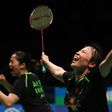 Chen Qingchen (R) and Jia Yifan (L) of China celebrate their victory in the doubles Sudirman Cup against Japan on May 27, 2017