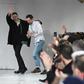 Designers Raf Simons (L) and Pieter Mulier walk the runway at the Calvin Klein show at New York Fashion Week on February 10, 2017