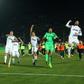 Juventus' players celebrate at the end of the Italian Serie A football match against FC Crotone on February 8, 2017 at the Ezio Scida Stadium