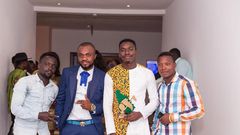 Sayvee (in blue suit) poses for photos at the maiden edition of Western Music Awards
