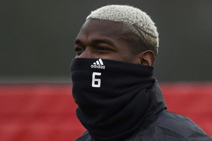 Manchester United midfielder Paul Pogba trains on February 15, 2017, on the eve of his side's Europa League clash with Saint-Etienne