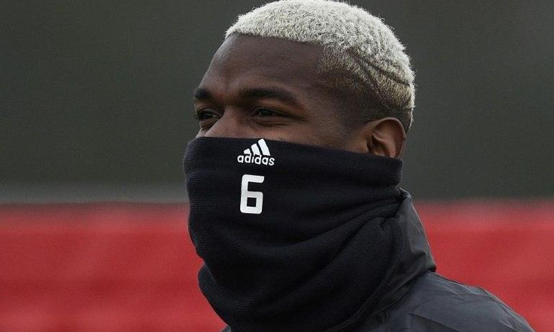 Manchester United midfielder Paul Pogba trains on February 15, 2017, on the eve of his side's Europa League clash with Saint-Etienne