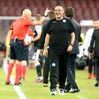 Napoli's head coach Maurizio Sarri (R) and forward Ricardo Quaresma share a joke during their UEFA Champions League Group B match against Besiktas, at San Paolo stadium in Naples, on October 19, 2016