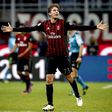 AC Milan's midfielder Manuel Locatelli celebrates after scoring a goal during the Italian Serie A football match AC Milan versus Juventus on October 22, 2016