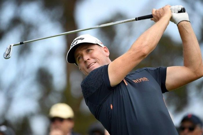 Alex Noren of Sweden tees off during the World Cup of Golf on the Kingston Heath course in Melbourne, in November 2016