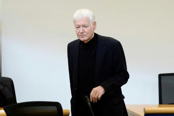 Anton Schlecker, founder of drugstore chain Schlecker, arrives in the district court in Stuttgart