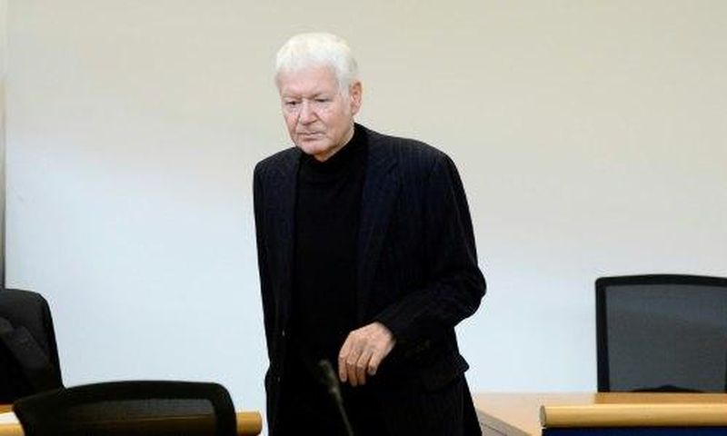 Anton Schlecker, founder of drugstore chain Schlecker, arrives in the district court in Stuttgart