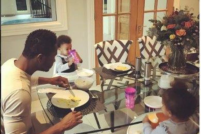 John Mikel Obi and his twin daughters