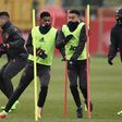 Manchester United players attend a training session at their Carrington base in northwest England, on February 15, 2017