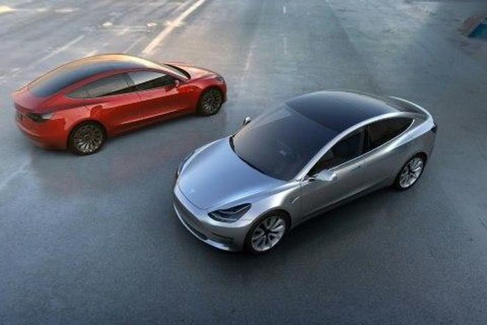 Tesla's upcoming Model 3 (pictured) is priced at a moderate $35,000 in the US, far below the price of its initial Models S and X vehicles