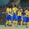 Gabon's national team players celebrate after defeating Sudan during their 2017 Africa Cup of Nations qualifying match in Khartoum, in September 2016