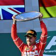 Ferrari's Sebastian Vettel celebrates his victory in the Australian Grand Prix on March 26, 2017
