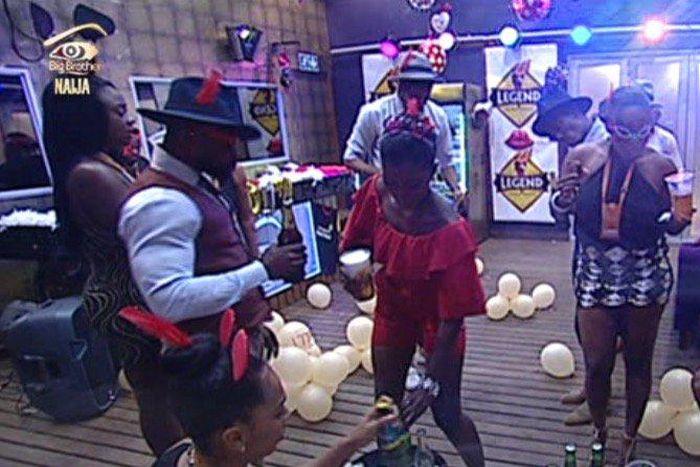 Housemates during the Legend party