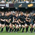 New Zealand All Blacks perform the Haka ahead of a Rugby Championship match at Kingspark Rugby stadium in Durban, on October 8, 2016