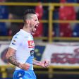 Napoli's Marek Hamsik celebrates after scoring against match Bologna on February 4, 2017