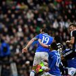 Juventus' Italian defender Leonardo Bonucci heads to score during the Italian Serie A football match Udinese vs Juventus at the Dacia Arena Stadium in Udine on March 5, 2017