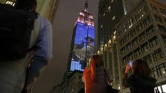 New York's famed Empire State Building celebrates the 150th anniversary of style magazine Harper's Bazaar with projections of iconic fashion photos