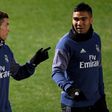 Real Madrid forward Cristiano Ronaldo (left) and midfielder Casemiro train in Yokohama on December 16, 2016