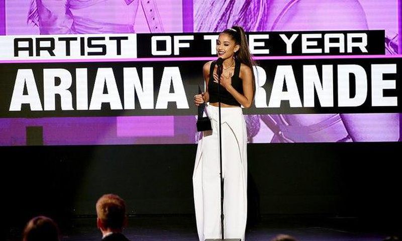Ariana Grande accepts Artist of the Year onstage during the 2016 American Music Awards at Microsoft Theater on Nov. 20, 2016 in Los Angeles.