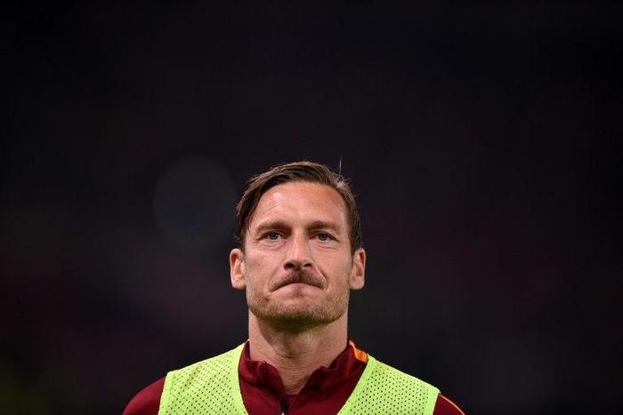 Roma's forward Francesco Totti looks on during the Italian Serie A football match against Juventus on May 14, 2017
