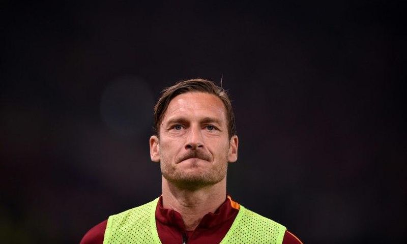Roma's forward Francesco Totti looks on during the Italian Serie A football match against Juventus on May 14, 2017