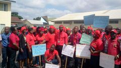 ECG workers on protest over the sale of the company last month.