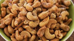 Salted processed nuts.