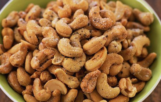 Salted processed nuts.