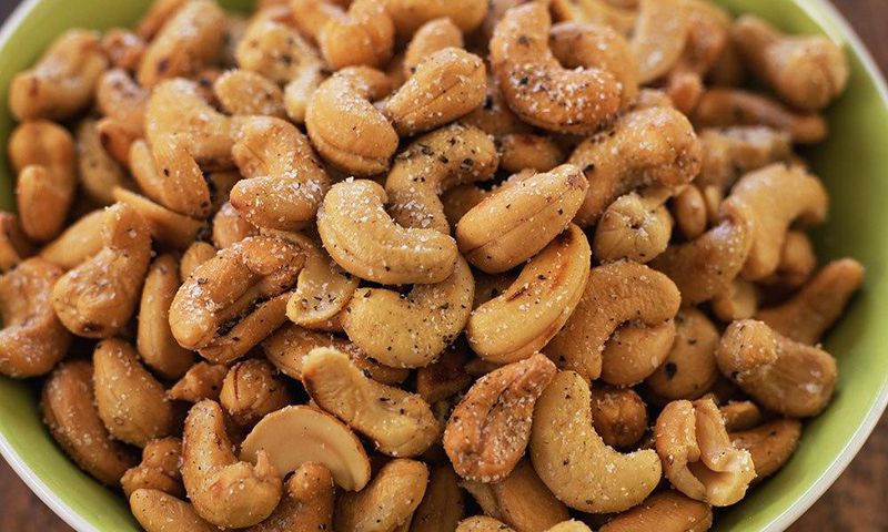 Salted processed nuts.