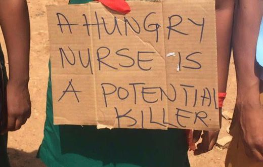 Scores of unemployed nurses on Wednesday, April 27, hit the streets to protest against delays in their postings