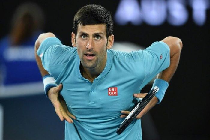 Serbia's Novak Djokovic celebrates victory against Fernando Verdasco of Spain in the first round of the Australian Open in Melbourne on January 17, 2017
