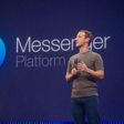 Mark Zuckerberg during the launch of the Messenger Platform used to build Messenger bots.