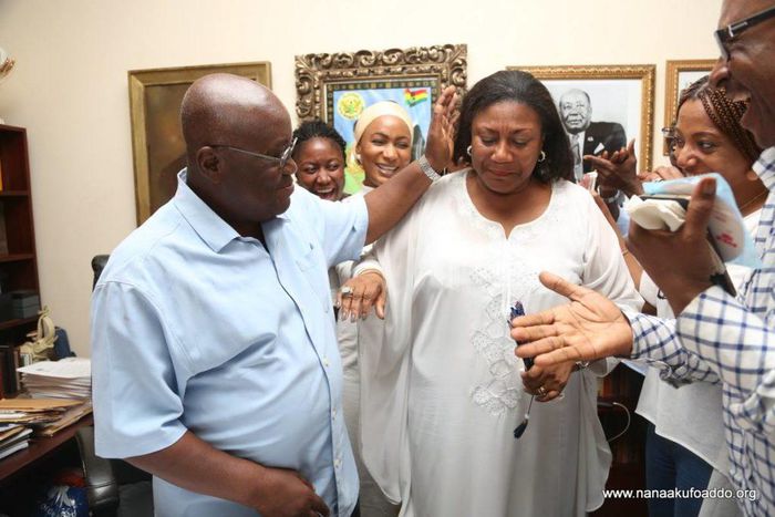 Mrs Akufo-Addo sheds tears of joy after Nana Akufo-Addo was declared winner of the 2016 presidential elections