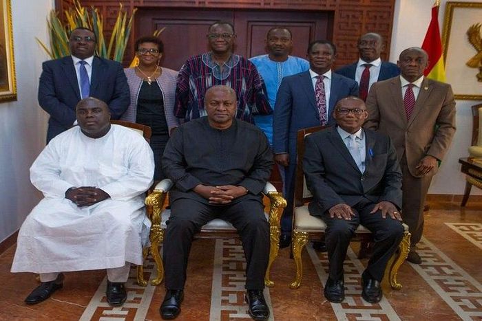 President John Dramani Mahama with the nine-member EXIM Bank Board of Directors.
