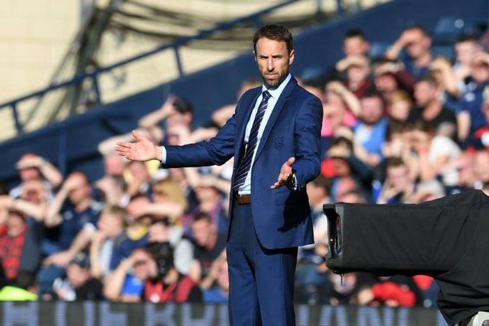 England's manager Gareth Southgate gestures on the touchline during their 2018 World Cup qualifying Group F match against Scotland, at Hampden Park in Glasgow, on June 10, 2017