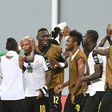 Ghana's players celebrate their 1-0 victory over Mali in Port-Gentil on January 21, 2017